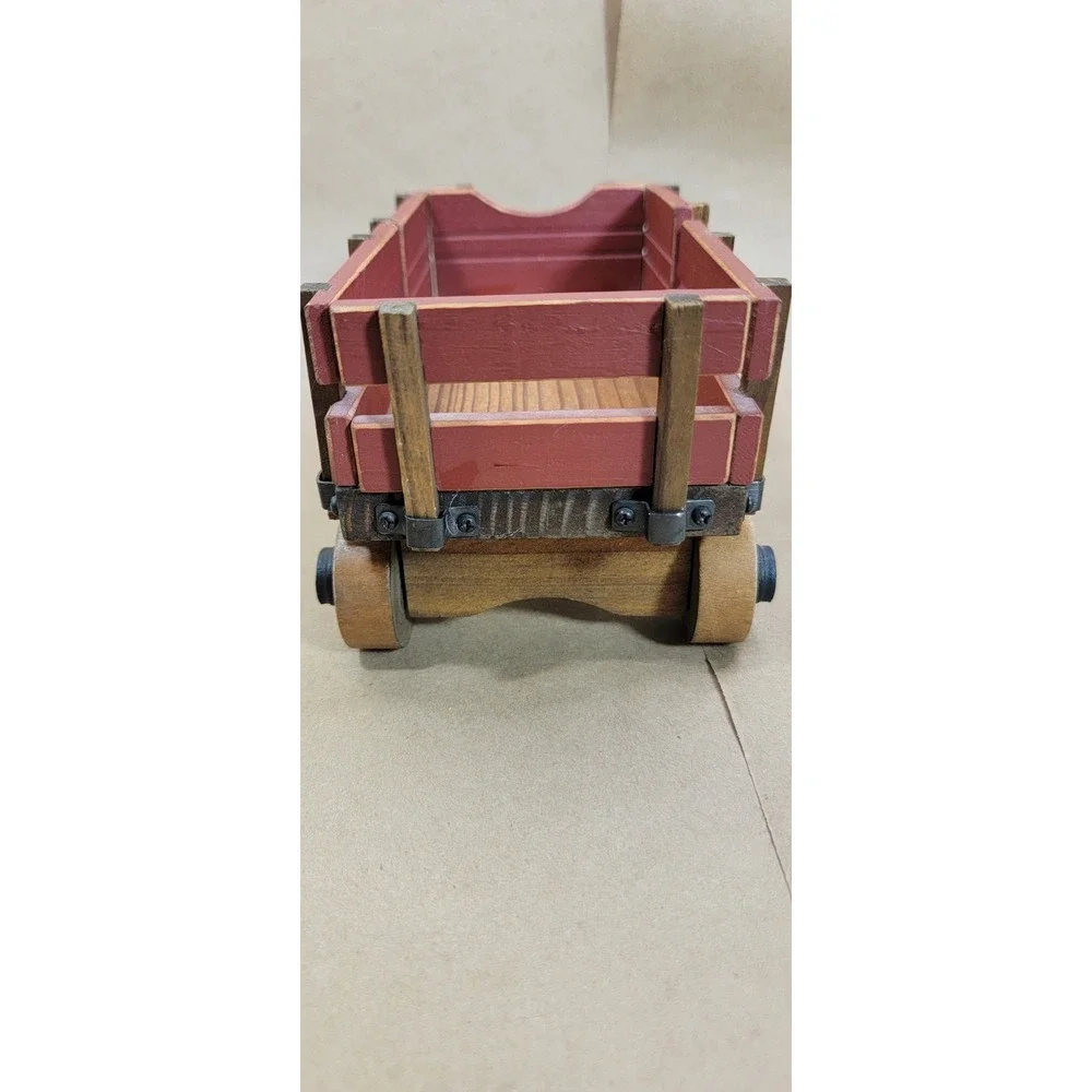 Tender Heart Treasures Wooden Wagon Decor Red Natural Wood 61195 Vintage Style